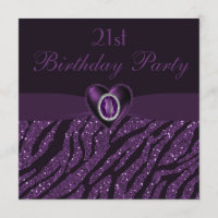 Bedrucktes Jewel Heart & Zebra Glitzer 21. Geburts