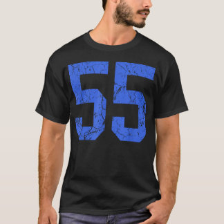 Bedrucktes königsblaues Trikot Nummer 55 Spieler T-Shirt