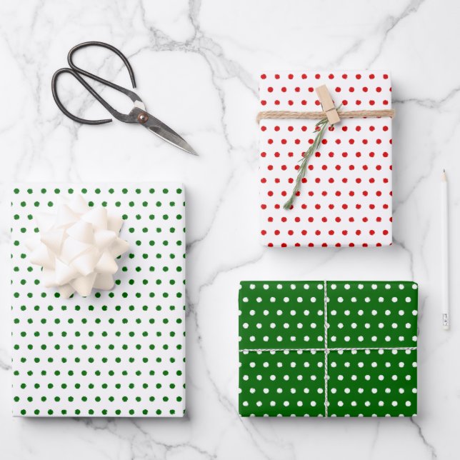 Bedrücktes Muster für Red Green Small Punkts Geschenkpapier Set (Vorderseite)