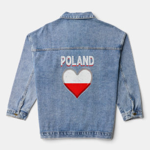 Bedrücktes Retro Herz Polen Flaggenpatrone Jeansjacke