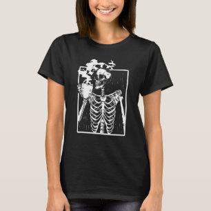 Bedrucktes Skelett Vintage Lächelnder Totenkopf Tr T-Shirt