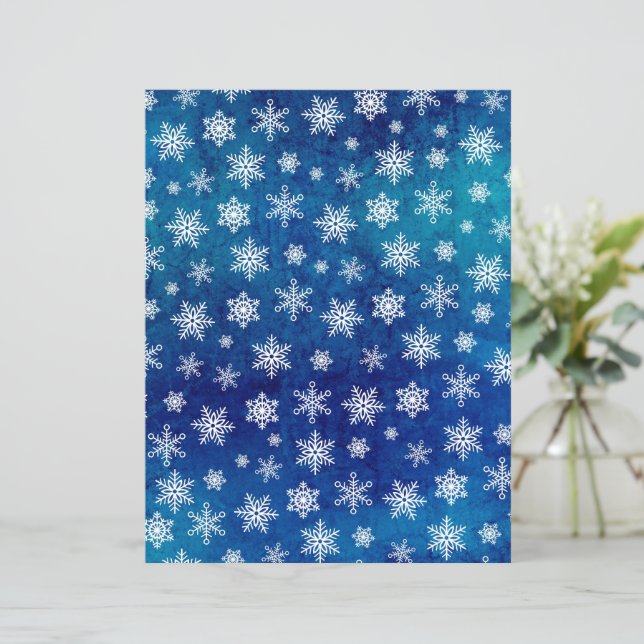 Bedrücktes Snowflake Scrapbook Paper - Blau (Stehend Vorderseite)