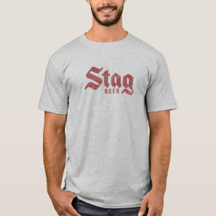 Bedrucktes "Stag Beer" Retro-Rot-Logo T-Shirt mit