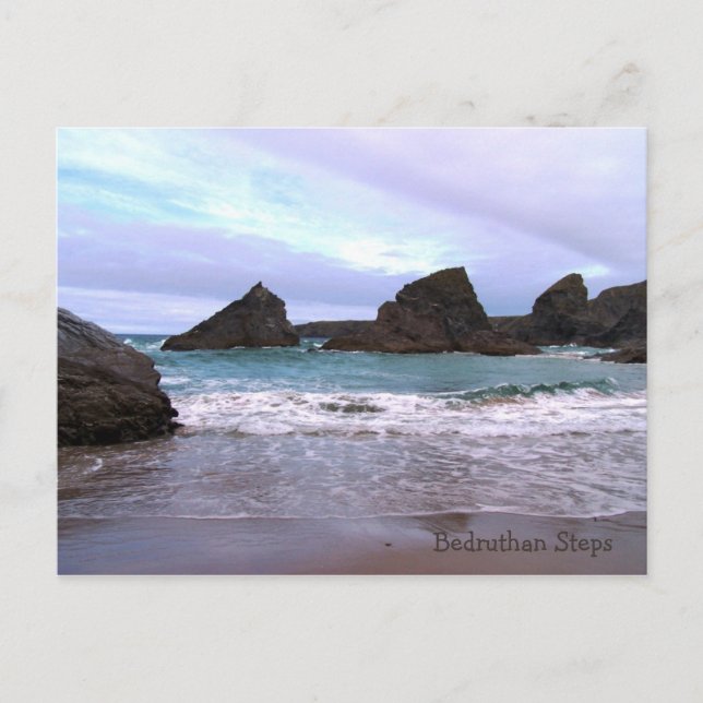 Bedruthan Steps Carnewas Cornwall England Postkarte (Vorderseite)