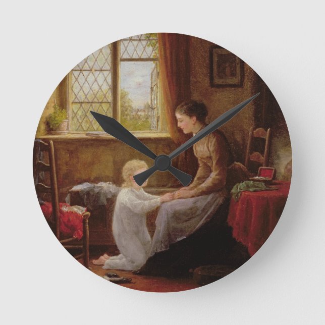 Bedtime, 1890 (Öl auf Tafel) Runde Wanduhr (Vorderseite)