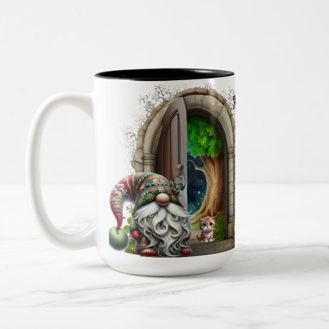 Bedtime Gnome Keramik Zweifarbige Tasse (Links)