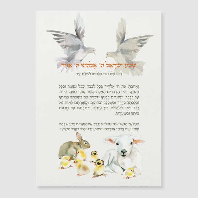 Bedtime Shema Israel für Kinder w. Baby Animals Magnetkarte (Vorderseite)