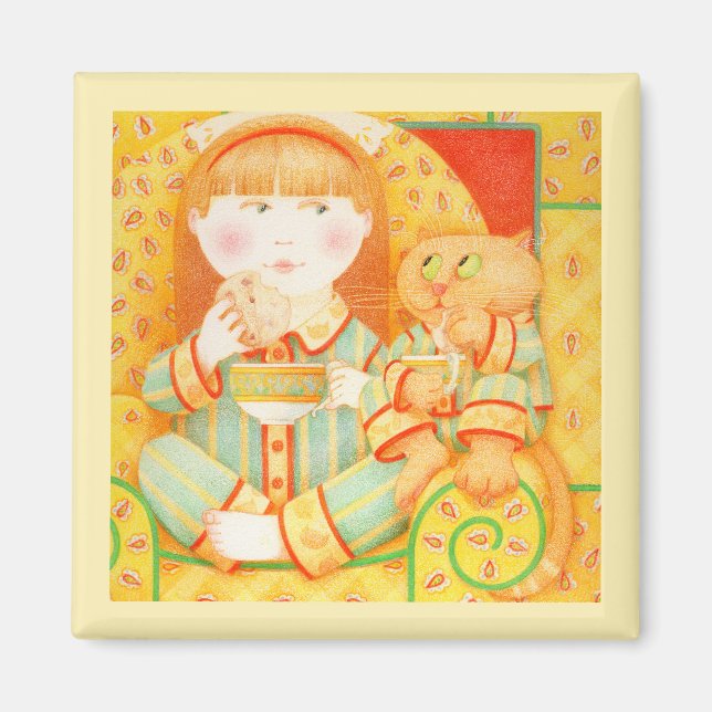 BEDTIME SNACK Square Magnet - Gelb (Vorne)