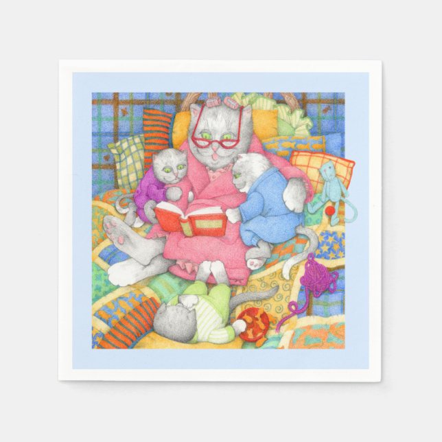 BEDTIME STORME Standard Cocktail Papier Napkin Blu Serviette (Vorderseite)