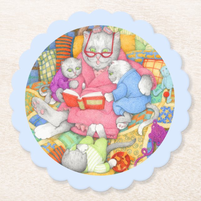 BEDTIME STORY Runde Untersetzer skallopiert - Blau (Vorderseite)