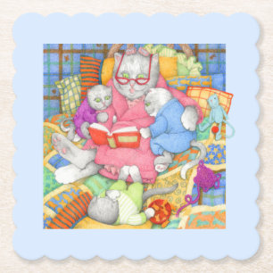 BEDTIME STORY Scalloped Square Untersetzer - Blau