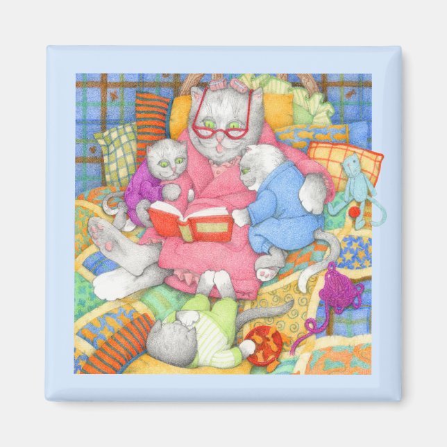 BEDTIME STORY Square Magnet - Blau (Vorne)