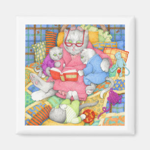 BEDTIME STORY Square Magnet - Weiß