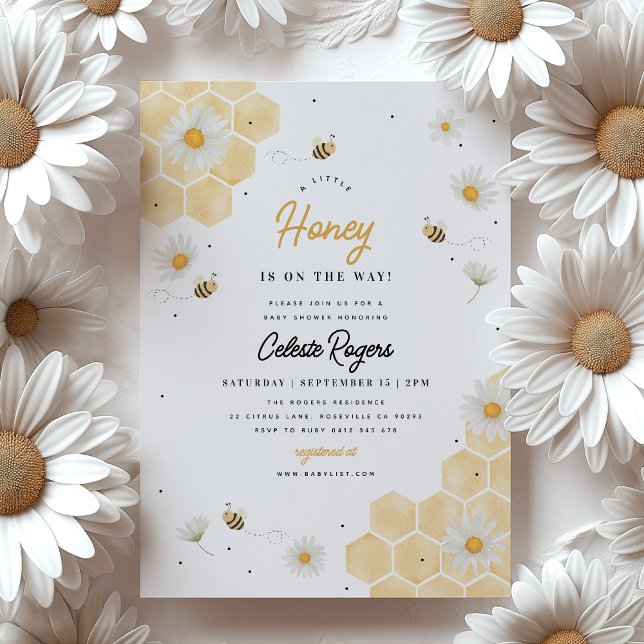 Bee A Little Honey is on the Way! Baby Shower Einladung (A little honey is on the way! Bee themed Baby Shower Invitation)