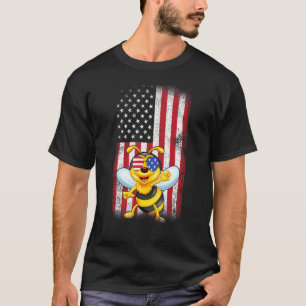 Bee American Flag Boys Girls Men Women Vierter J T-Shirt