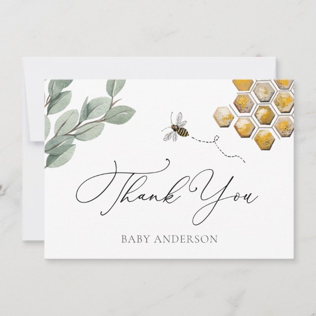 Bee and Eukalyptus Greenery Vielen Dank (Vorderseite)