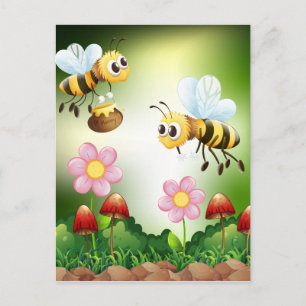 Bee and Honey Postkarte