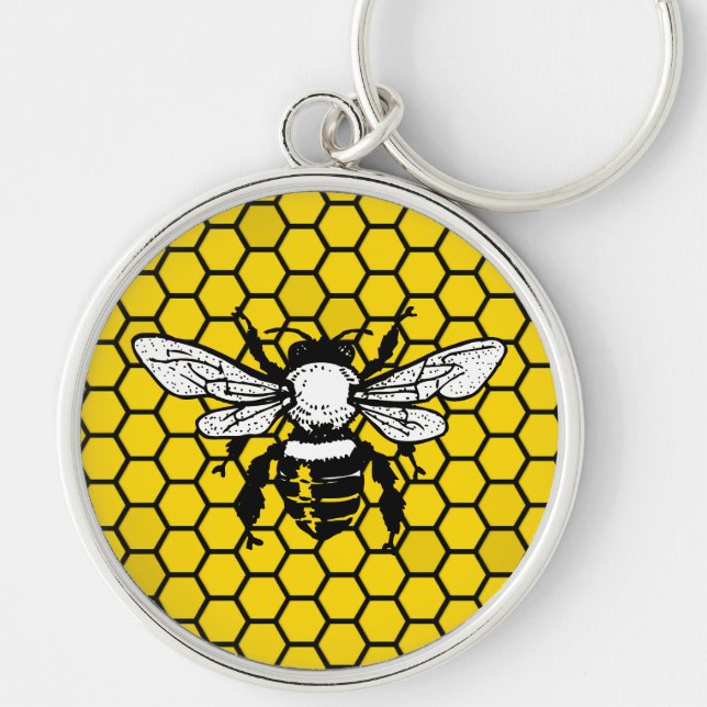 Bee and honeycomb keychain for beekeepers schlüsselanhänger (Vorne)