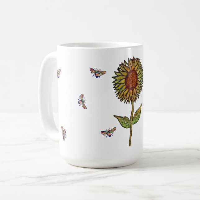 Bee And Sunflower Mug Kaffeetasse (Vorderseite Links)