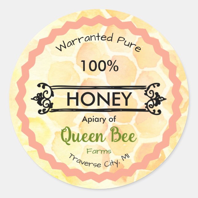 Bee Apiary Honey Jar Stickers (Vorderseite)