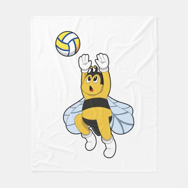 Bee at Volleyball Sports Fleecedecke (Vorderseite)