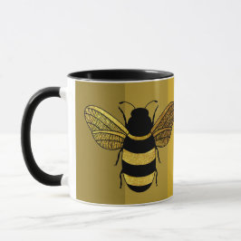 BEE-AUTIFUL TAGE TEXT BUMBLE BEE SCHWARZE GOLD GEL TASSE