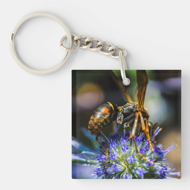Bee Aware Square (doppelseitig) Schlüsselanhänger (Vorderseite)