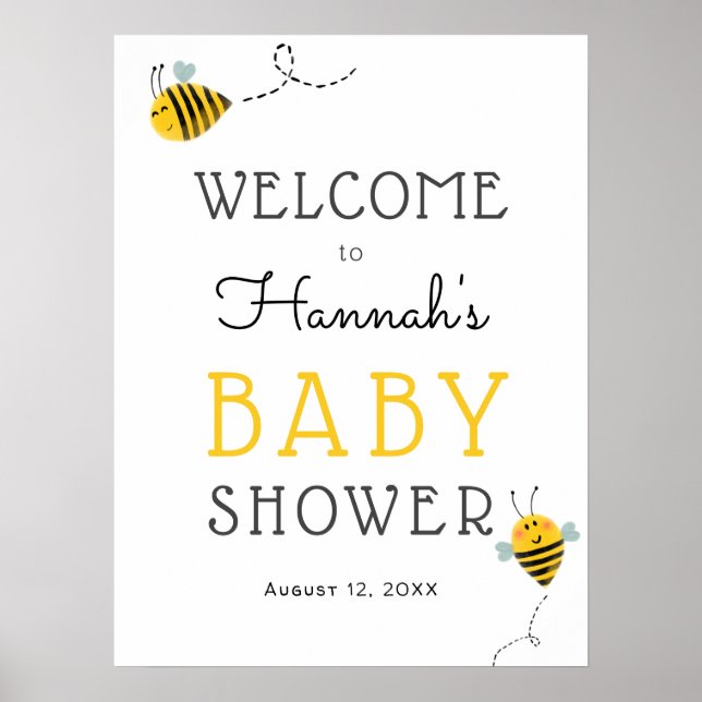 Bee Baby Dusche Begrüßungszeichen Poster (Vorne)