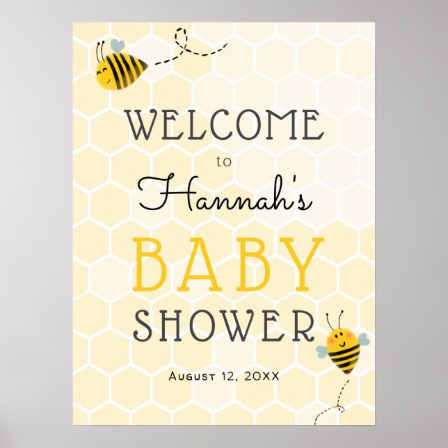Bee Baby Dusche Begrüßungszeichen Poster (Vorne)