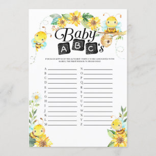 Bee Baby Shower Baby ABC's Game Einladung