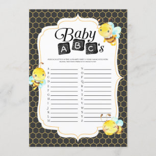 Bee Baby Shower Baby ABC's Game Einladung