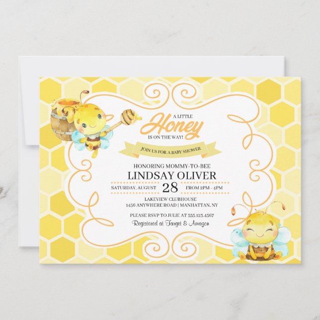 Bee Baby Shower Einladung (Vorderseite)