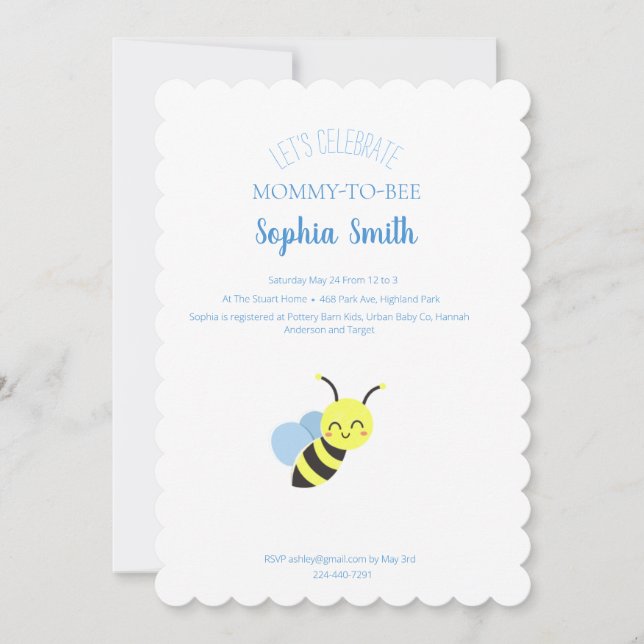 Bee Baby Shower Einladung (Vorderseite)