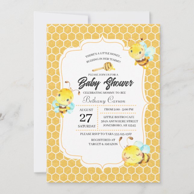 Bee Baby Shower Einladung (Vorderseite)