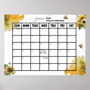 Bee Baby Shower Fälligkeitsdatum Poster