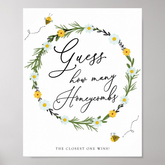 Bee Baby Shower Game Guess Wie viele Honeycombs Poster (Vorne)