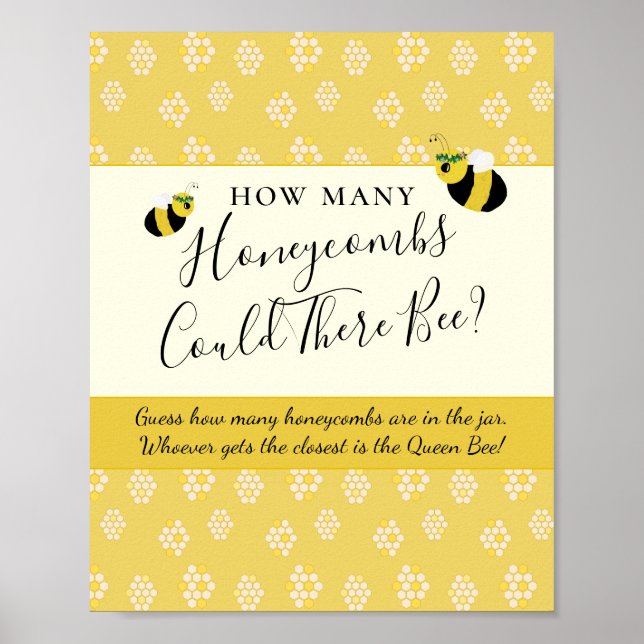 Bee Baby Shower Game Guess Wie viele Honeycombs Poster (Vorne)