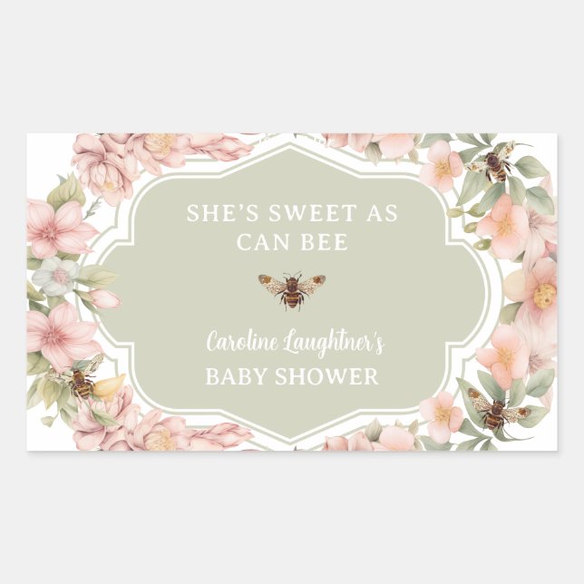 Bee Baby Shower Honey Fevor Label Rechteckiger Aufkleber (Vorderseite)