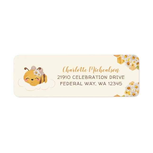 Bee Baby Shower Honeycombs Blumenlabel (Vorne)