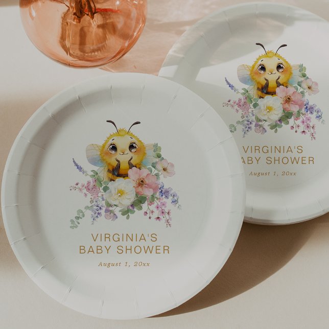 Bee Baby Shower Pappteller (Bee Baby Shower Paper Plates by Painted Paperie
)
