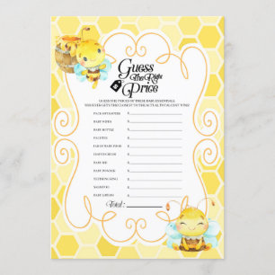 Bee Baby Shower Price Game Einladung
