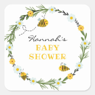 Bee Baby Shower Quadratischer Aufkleber