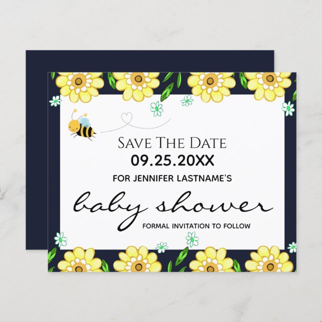 Bee Baby Shower Save the Date (Vorne/Hinten)