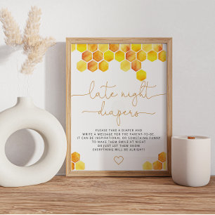 Bee Baby Shower Spate Night Diapers Game. Poster