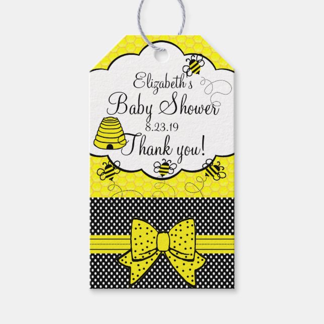 Bee Baby Shower Vielen Dank Geschenkanhänger (Vorderseite)