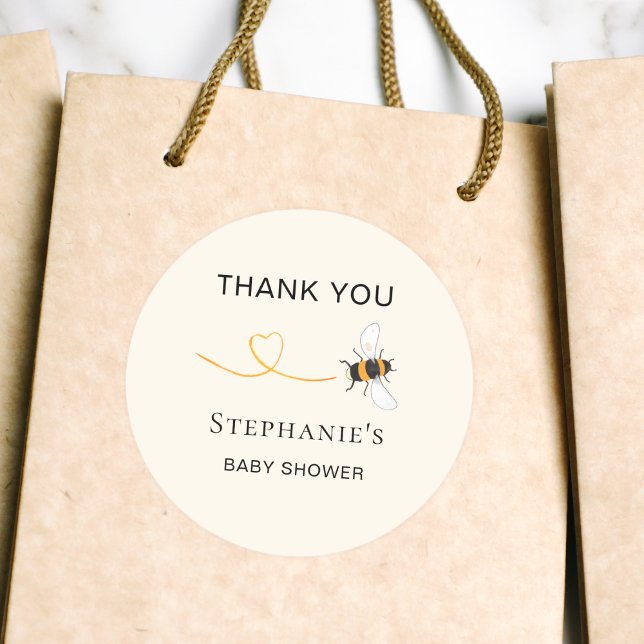 Bee Baby Shower Vielen Dank Runder Aufkleber (Von Creator hochgeladen)