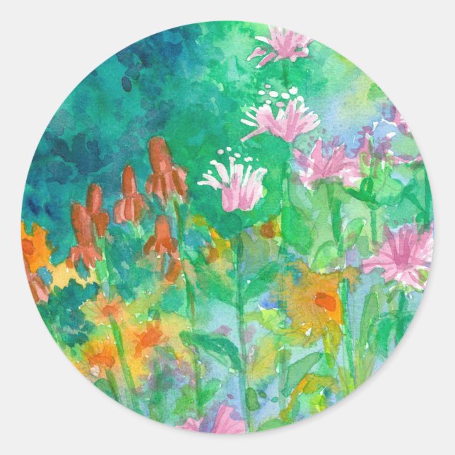 Bee Balm Mexican Hat Herbs Garden Wildblumen Runder Aufkleber (Vorderseite)