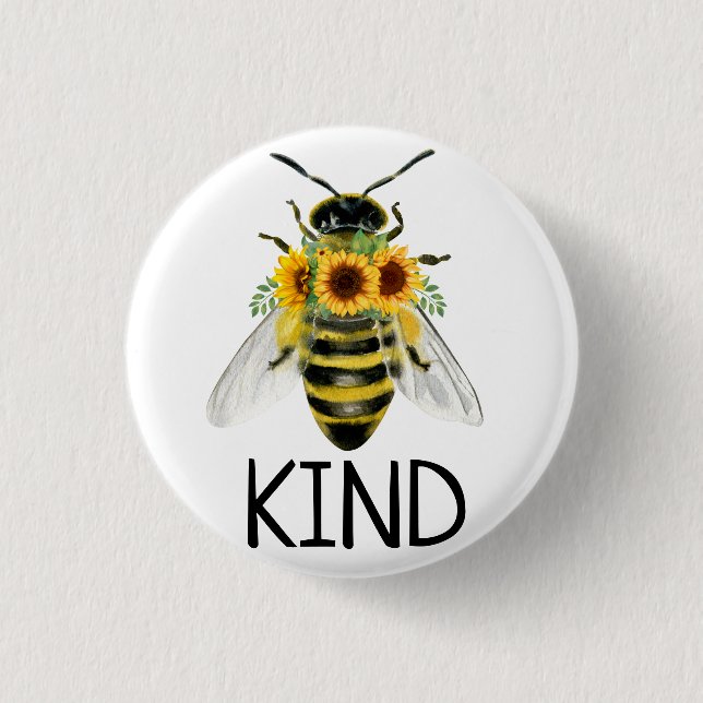 Bee Be kind Painted Sunflowers Kindness Button (Vorderseite)