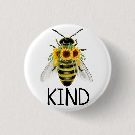 Bee Be kind Painted Sunflowers Kindness Button