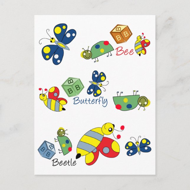 Bee Beetle Butterfly.jpg Postkarte (Vorderseite)